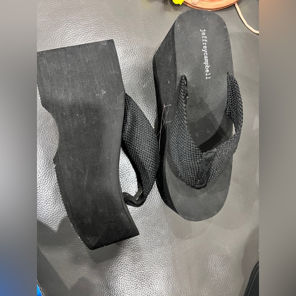 Black wedge sandals
